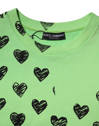 Pullover mit Rundhalsausschnitt und grünem Herz-Print