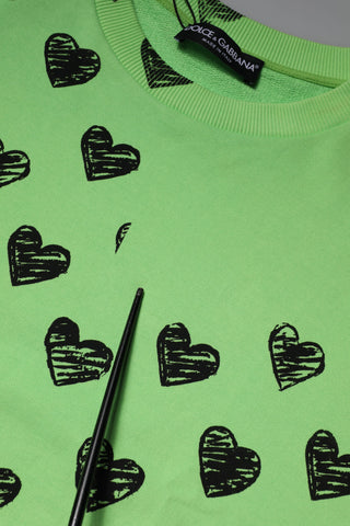 Pullover mit Rundhalsausschnitt und grünem Herz-Print