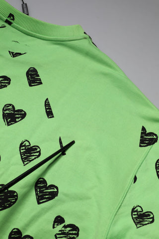 Pullover mit Rundhalsausschnitt und grünem Herz-Print