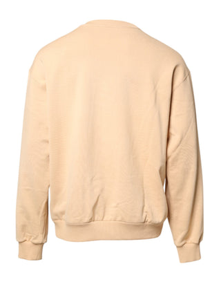 Beigefarbener Pullover mit Kirschdruck und Rundhalsausschnitt