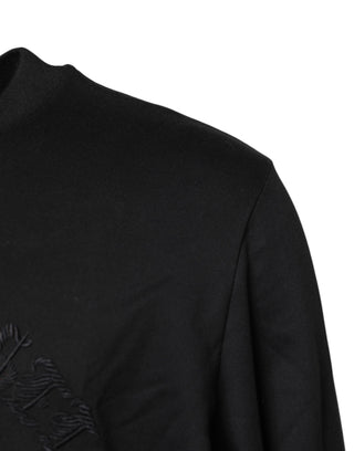 Schwarzer bestickter Rundhals-Pullover
