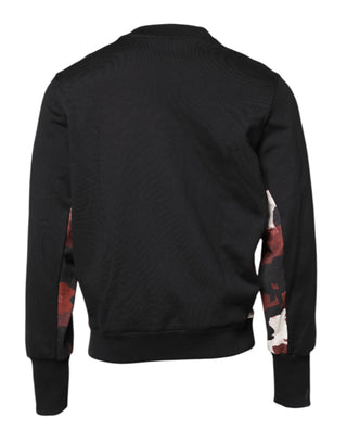 Schwarzer bestickter Rundhals-Pullover