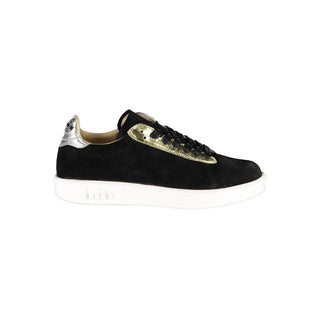 Zapatillas negras de cuero para mujer