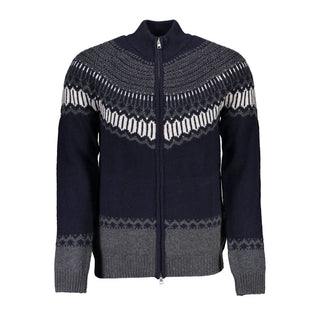 Cardigan elegante de manga larga con cremallera en azul