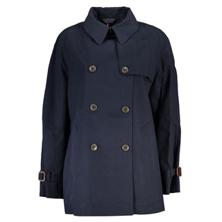 Blauer Trenchcoat für Damen aus Baumwolle
