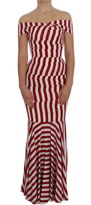 Rotweißes Stretchkleid aus Seide