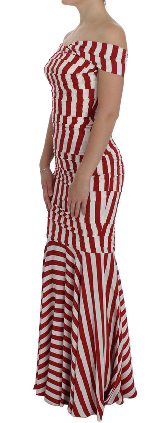 Rotweißes Stretchkleid aus Seide