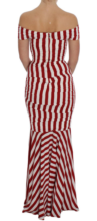 Rotweißes Stretchkleid aus Seide