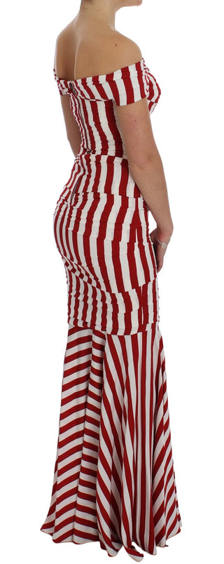 Rotweißes Stretchkleid aus Seide