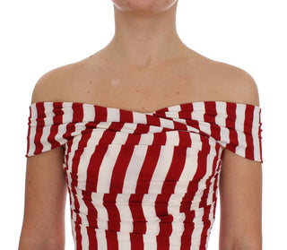 Rotweißes Stretchkleid aus Seide