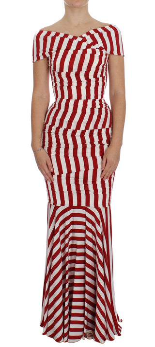 Rotweißes Stretchkleid aus Seide