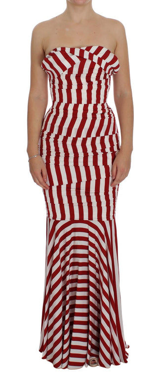 Rotweißes Stretchkleid aus Seide