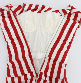 Rotweißes Stretchkleid aus Seide