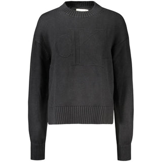 Schwarzer Baumwollpullover für Damen
