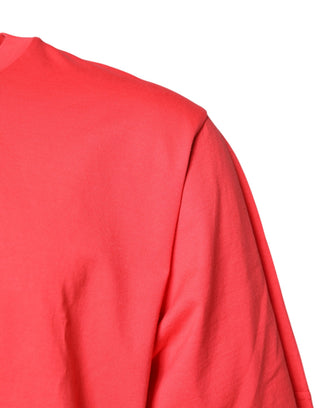Red Cotton Lettering Print Crew Neck T-shirt