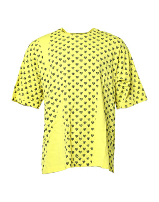 Gelbes Baumwoll-T-Shirt mit DG-Herzprint und Rundhalsausschnitt