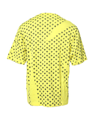 Gelbes Baumwoll-T-Shirt mit DG-Herzprint und Rundhalsausschnitt