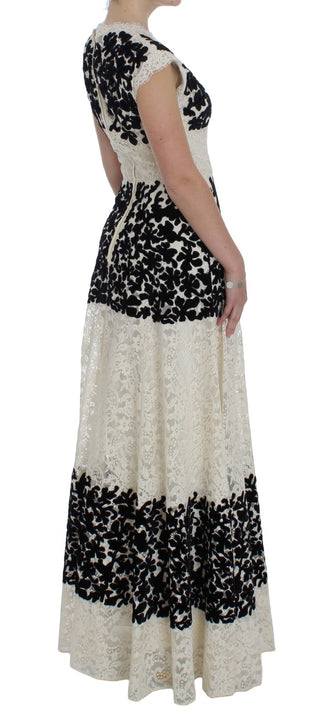 Florales Spitzen-Ricamo langes Ball-Maxikleid