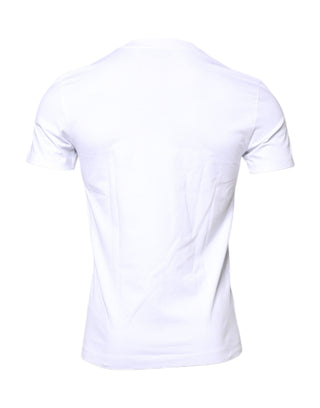 White Cotton Logo Patch Crew Neck T-shirt