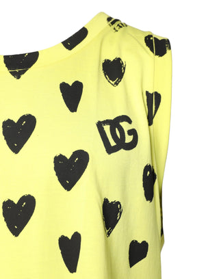 Yellow Cotton Sleeveless DG Heart T-shirt