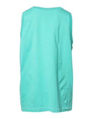 Green Sleeveless Logo Round Neck T-shirt