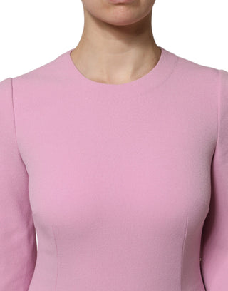 Rosa Polyester Etui-Minikleid mit langen Ärmeln