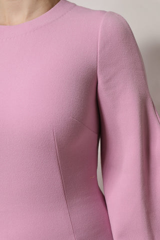 Rosa Polyester Etui-Minikleid mit langen Ärmeln