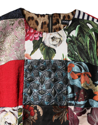 Mehrfarbiges ärmelloses Patchwork-Etuikleid