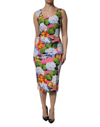 Vestido sin mangas multicolor con estampado floral y corte recto