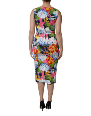 Vestido sin mangas multicolor con estampado floral y corte recto