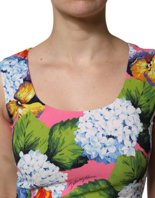 Vestido sin mangas multicolor con estampado floral y corte recto