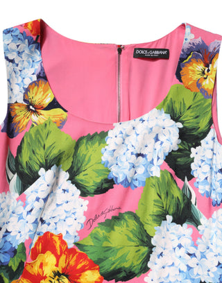 Vestido sin mangas multicolor con estampado floral y corte recto