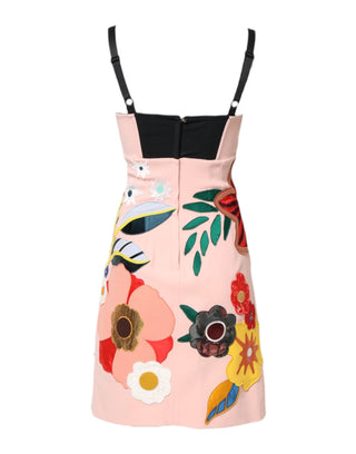 Vestido mini con tirantes finos y estampado floral rosa