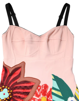 Vestido mini con tirantes finos y estampado floral rosa