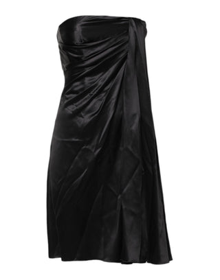 Vestido mini negro sin tirantes, ajustado y corte en línea A