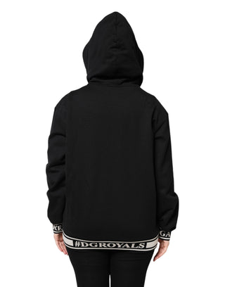 Sudadera negra de algodón con capucha y cremallera completa
