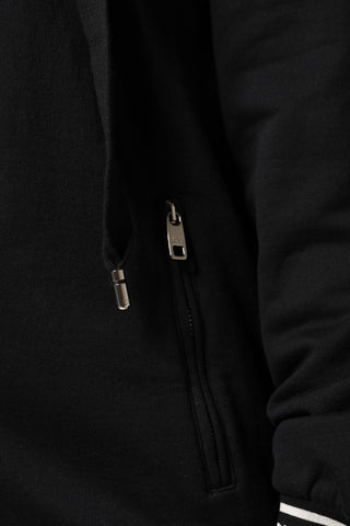 Sudadera negra de algodón con capucha y cremallera completa