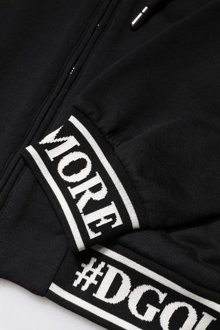 Sudadera negra de algodón con capucha y cremallera completa