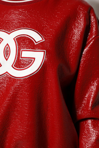 Suéter rojo de lana con bordado del logo DG