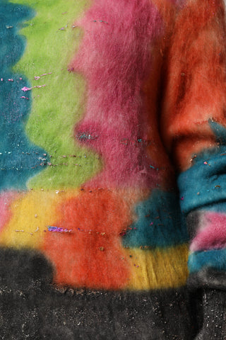 Mehrfarbiger Mohair Rollkragenpullover