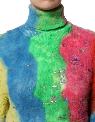 Mehrfarbiger Mohair Rollkragenpullover
