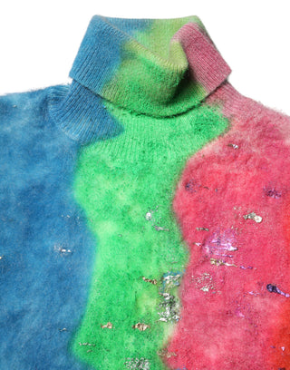 Mehrfarbiger Mohair Rollkragenpullover