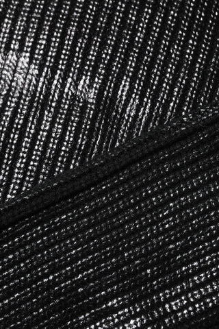 Schwarzes, bauchfreies Rollkragenshirt aus Wolle mit langen Ärmeln