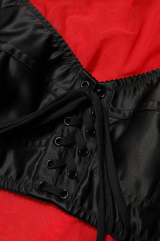 Rot-schwarzes Bustier-Oberteil mit langen Ärmeln