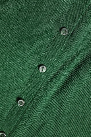 Green Polyester Long Sleeves Cardigan Sweater