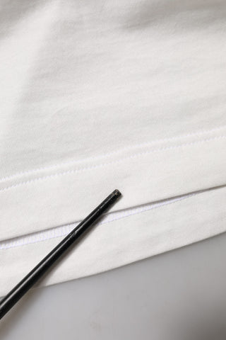 White Cotton Logo Crystal Detailing Tank Top