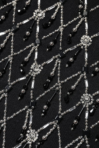 Black Cashmere Embellished Long Sleeves Top
