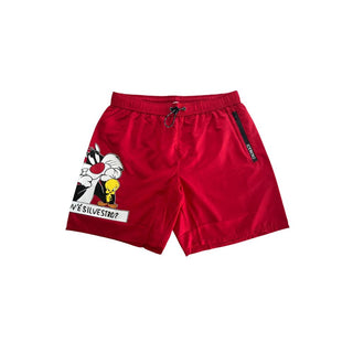 Rote Polyester-Badeshorts für Herren