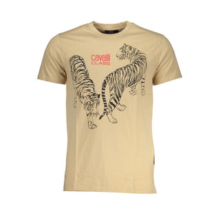 Camiseta beige de algodón para hombre