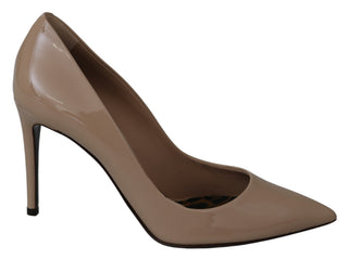Beige Lackleder Stiletto Pumps